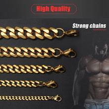 Load image into Gallery viewer, Gold Stainless Steel 316L 3-13mm 16-26&quot; Mens Curb Chain Necklace Man Gift
