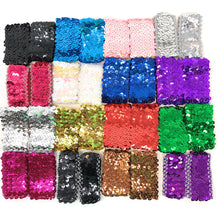 Load image into Gallery viewer, 2x Coloured Sequin Elastic Wristband Wrist Cuff New Stretch Slim Pair
