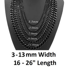 Load image into Gallery viewer, Black Stainless Steel 316L 3-13mm 16-26&quot; Mens Curb Chain Necklace Man Gift