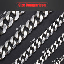 Load image into Gallery viewer, Stainless Steel 316L Silver 3,5,7,9,11,13,15mm &amp; 14-30&quot; Mens Curb Chain Necklace