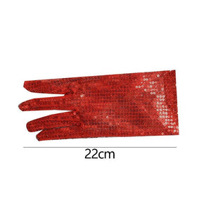 Sequin Fancy Dress Party Adult Gloves Shiny Lace 22cm Radius Finger